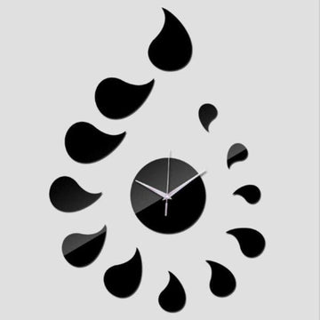 Acrylic Mirror Clock Modern Abstract Water Drops